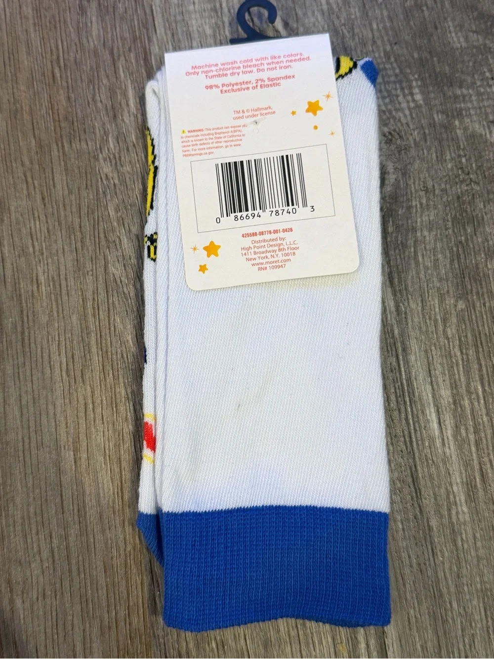 Rainbow Brite Adult Crew Socks - White, Blue, Yellow, Red